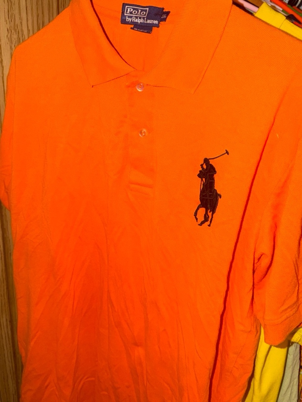 Ralph Lauren Bright Orange Polo with Black Pony Logo - Picture 4 of 4